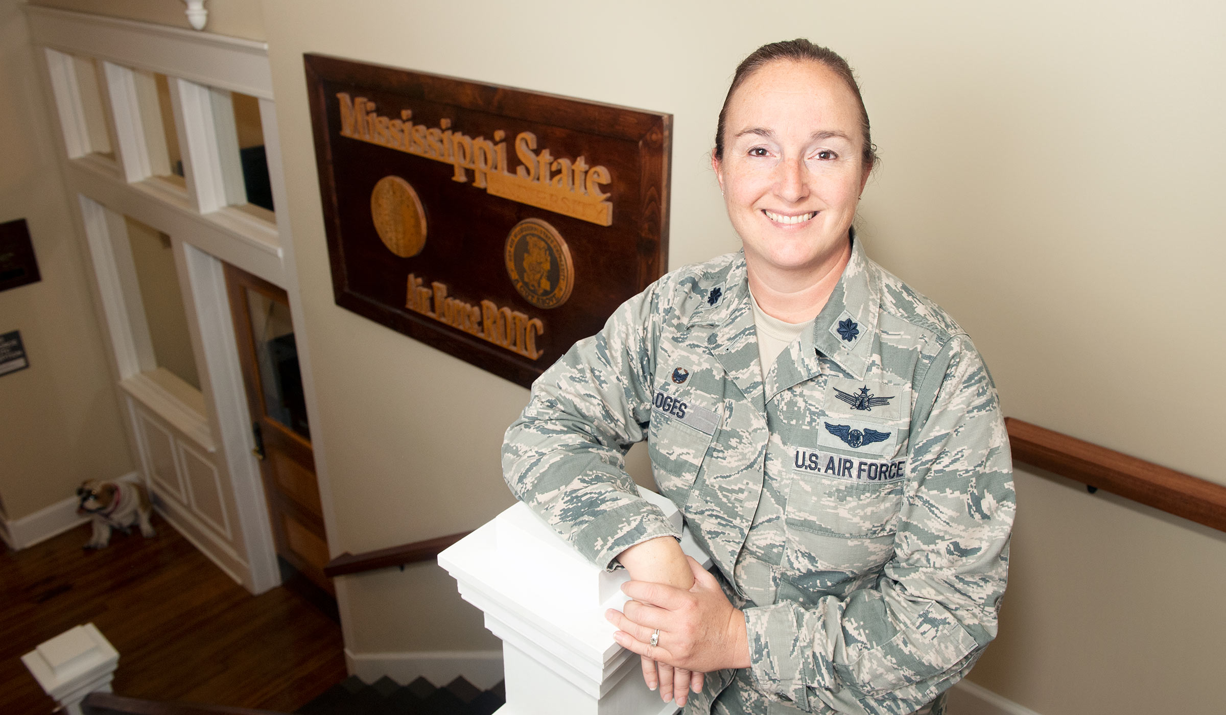 Lt. Col. Megan Loges, pictured at MSU Air Force ROTC headquarters.