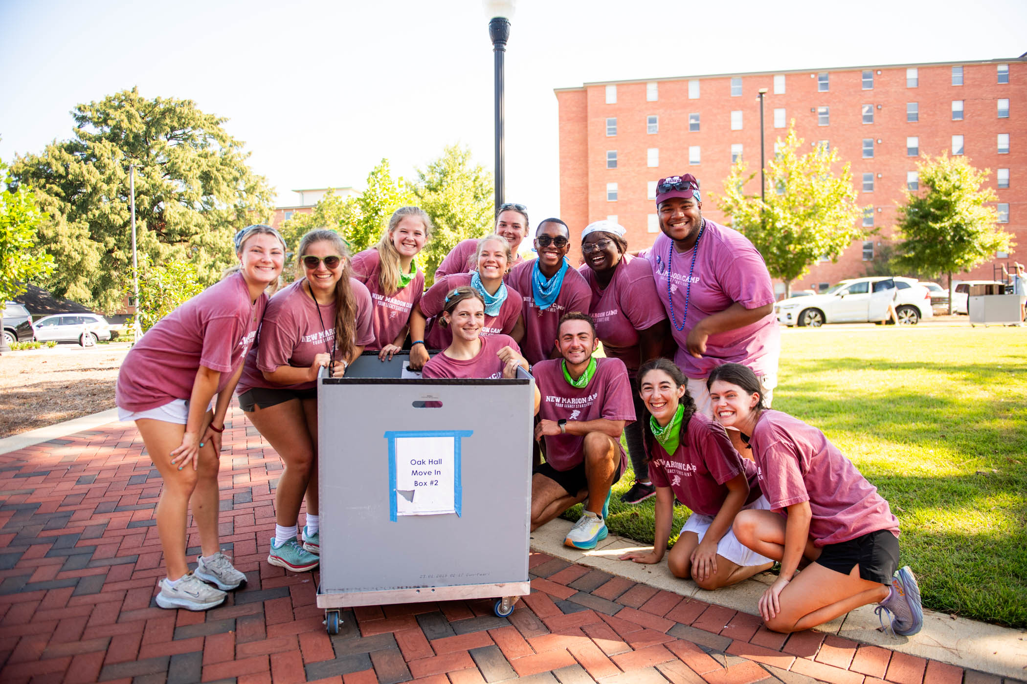 New Maroon Camp 2023 counselors lend helping hands to incoming NMC students at MSU Starkville campus&#039;s official move-in day, MVNU2MSU. 