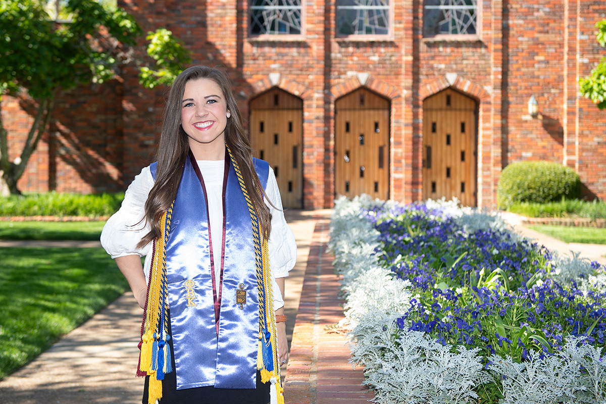 Kali Hicks, pictured outside the MSU Chapel of Memories.