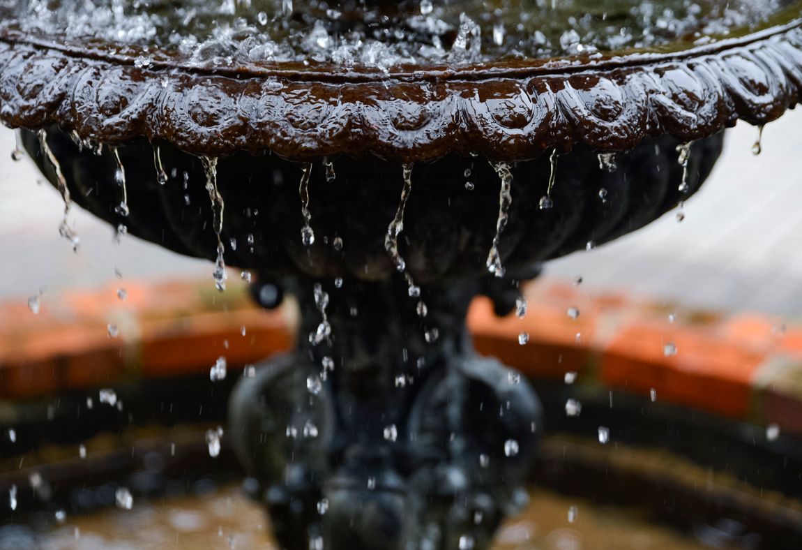 Chapel of Memories water fountain runs through the summer