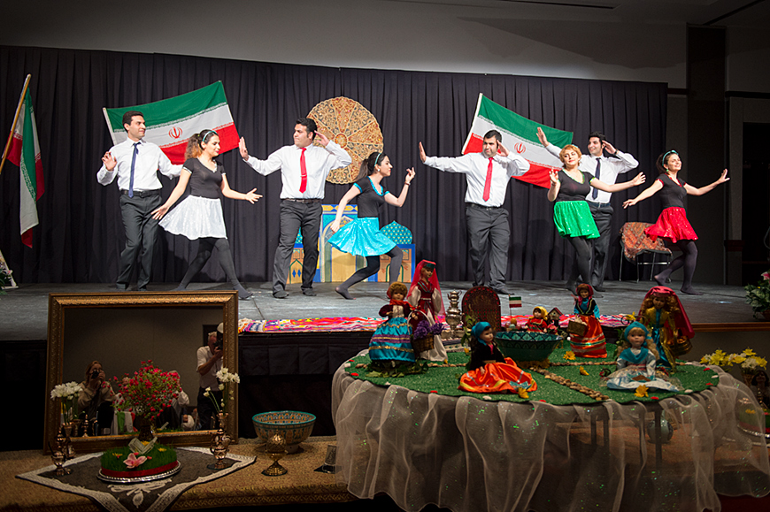 Students dance in the Union Ballroom for the Persian New Year.