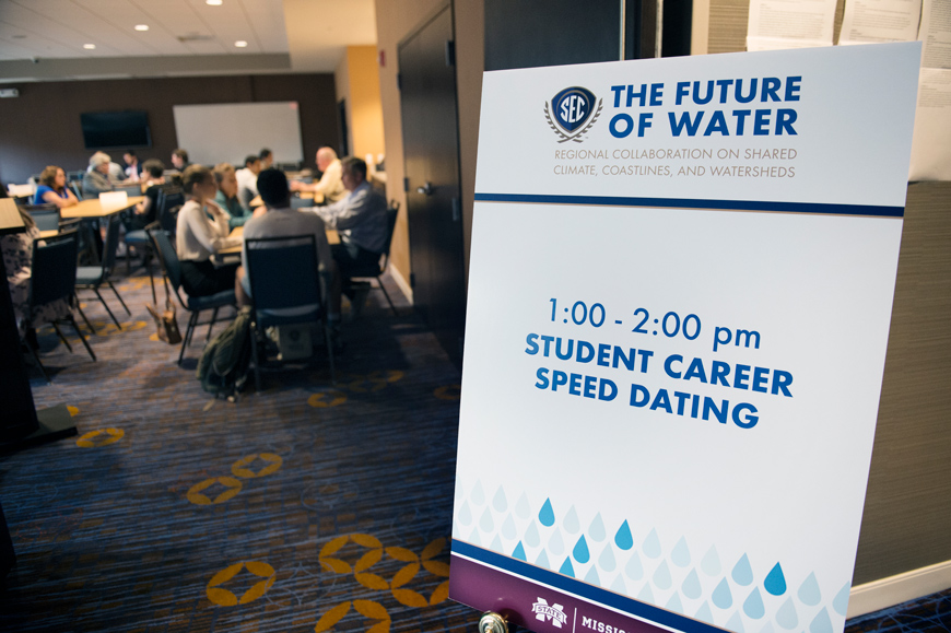 SEC Future of Water sign outside Student Career session