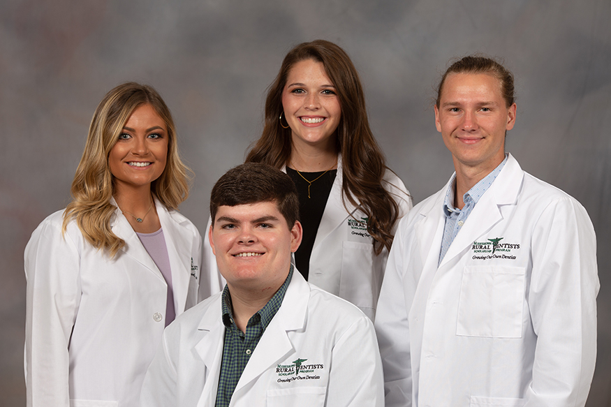 Four Mississippi State University students have been accepted into the Mississippi Rural Dentists Scholarship Program. They include, from left to right, Rebecca Sheffield of New Albany, Bradley Stokes of Madison, Shelby Turner of Sallis and Joshua Cochran of Lucedale. (Photo submitted)