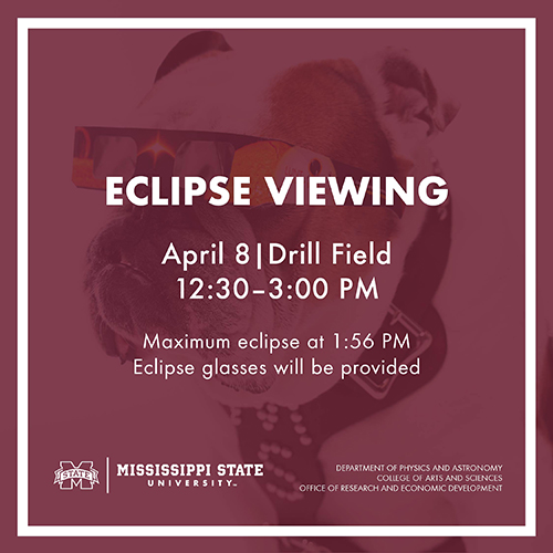 A graphic promoting MSU's solar eclipse viewing event on April 8