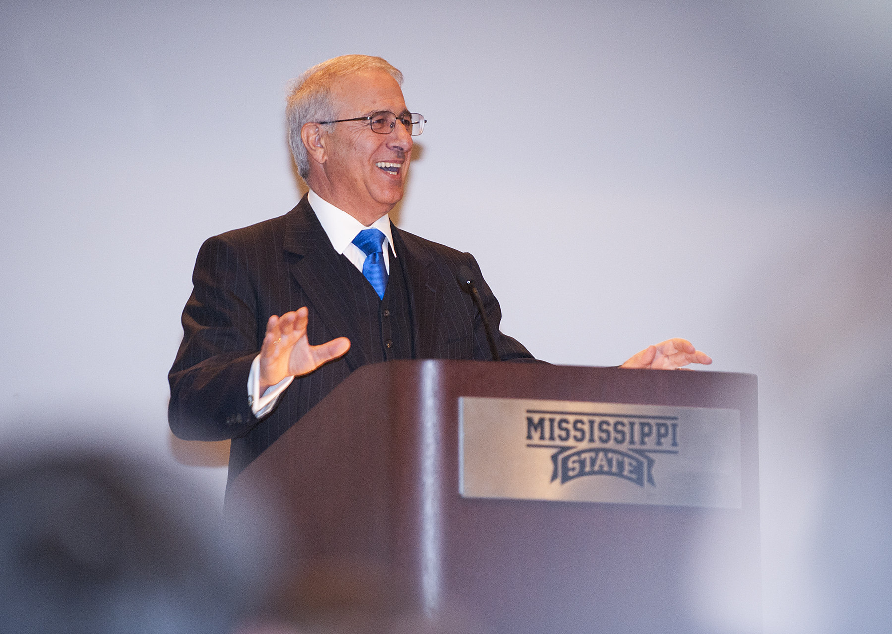 Moroccan Ambassador Rachad Bouhlal speaks at Mississippi State University.