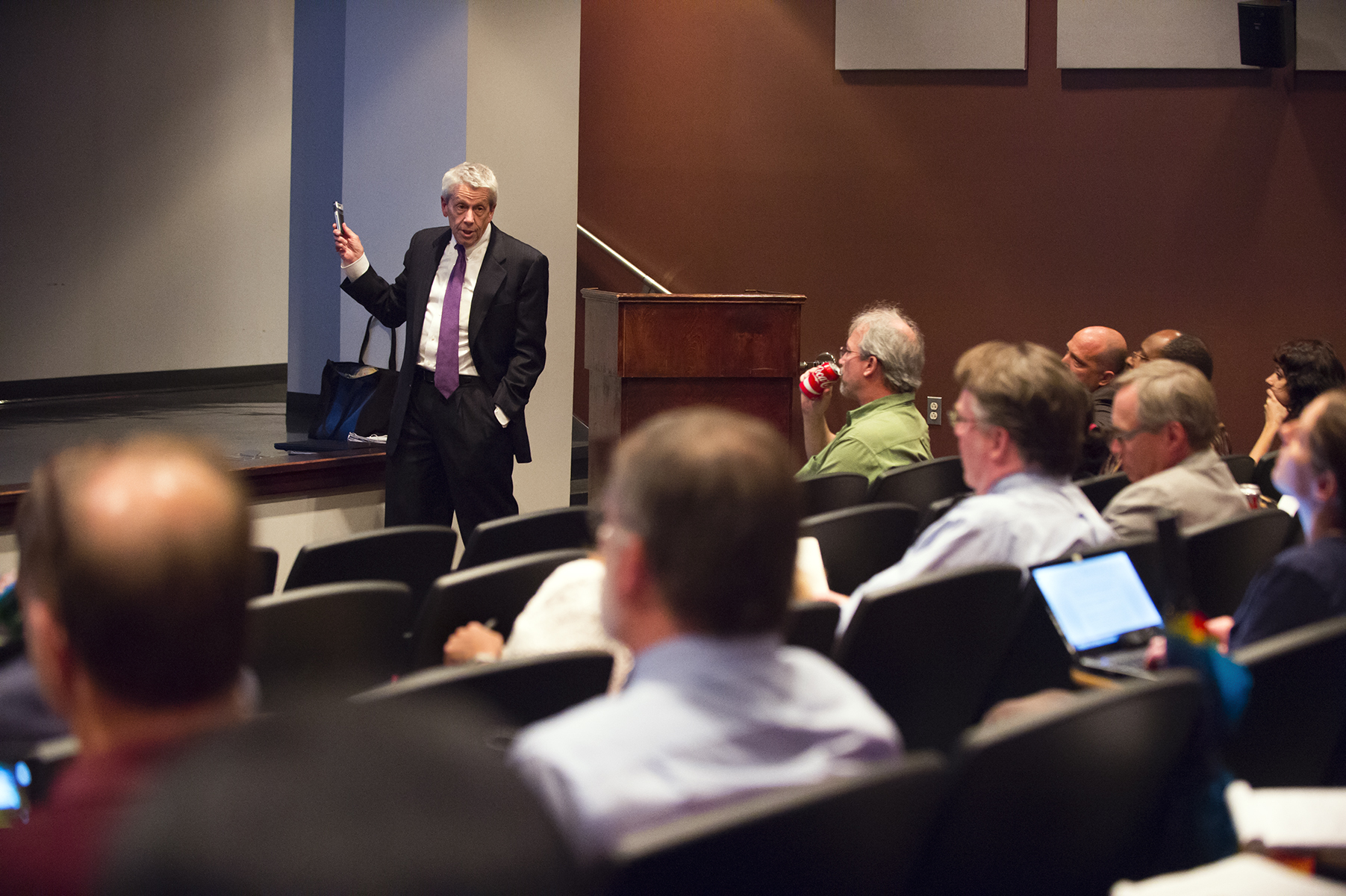 Alumnus Bill Riley returned to Mississippi State University to share information about research opportunities available through the U.S. Agency for International Development with faculty and administrators. He has been a USAID administrator for more than three decades.