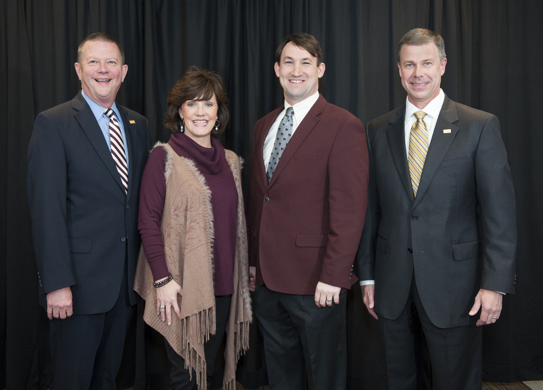 Incoming national officers for the MSU Alumni Association include (l-r) Ronald E. Black, Sherri Carr Bevis, Brad M. Reeves and Jerry L. Toney. (Photo by Russ Houston)
