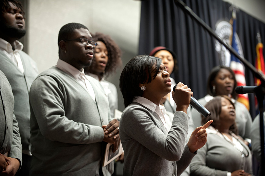 Mississippi State’s Black Voices Gospel Choir, pictured performing at the university’s annual Martin Luther King Jr. Day Unity Breakfast, will host its fall concert Nov. 21 in Colvard Student Union’s Bill R. Foster Ballroom. (Photo by Megan Bean)