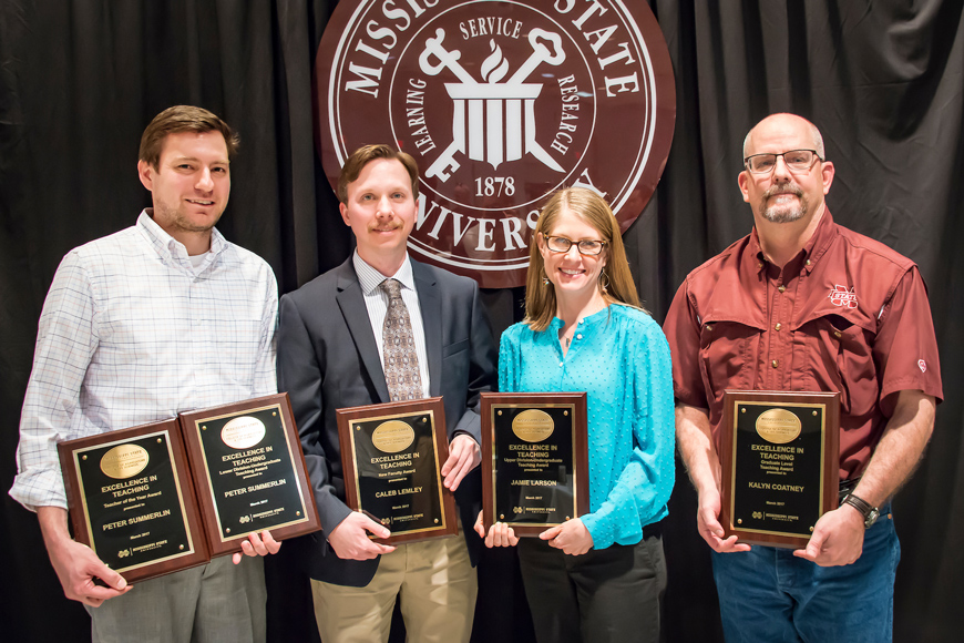 Award winners (from left) Peter Summerlin, Caleb Lemley, Jamie Larson and Kalyn Coatney. (Photo by David Ammon)
