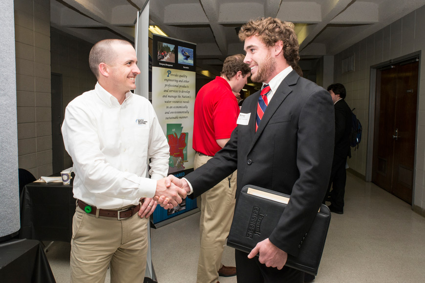 Twice each school year, MSU Career Days provide students and alumni special opportunities to introduce themselves and network with employer representatives from around the country. (Photo by Keats Haupt)