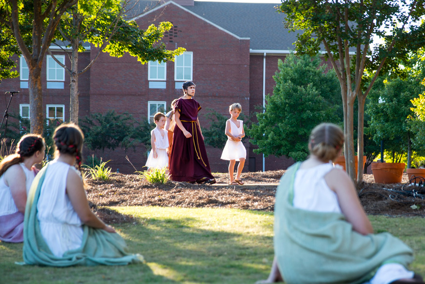 For the third consecutive year, Mississippi State’s Judy and Bobby Shackouls Honors College is presenting an outdoor production for Classical Week. Free and open to all, this year’s performances take place Tuesday and Wednesday [Sept. 29-30] at 6 p.m. in the Zacharias Village courtyard behind Griffis Hall. (Photo by Keats Haupt)