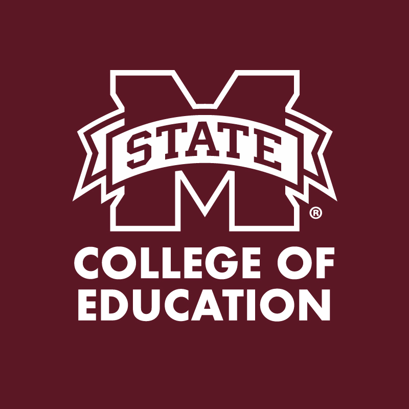 "M-State" and "College of Education" in white letters on a maroon background