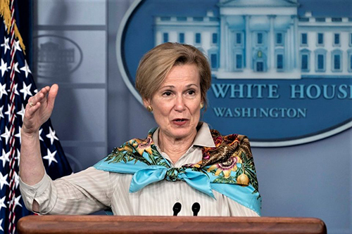 Dr. Deborah Birx is pictured at the White House podium in Washington, D.C.