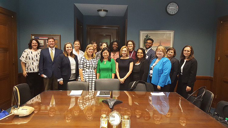 MSU Education Policy Fellowship Program participants recently visited with Lindsay Linhares (front, third from left), U.S. Sen. Thad Cochran’s legislative assistant for education, to discuss their work in rural education. (Submitted photo)