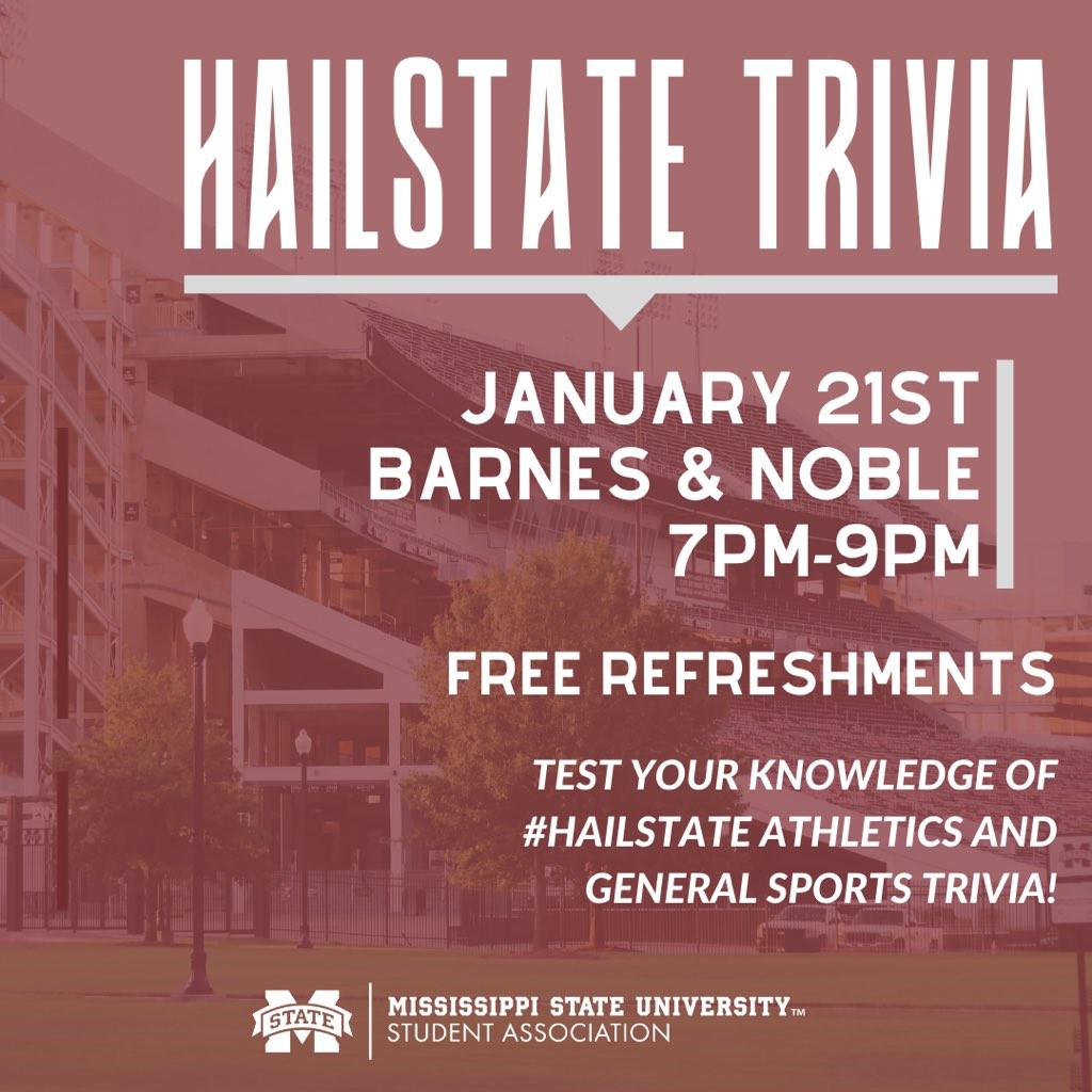 Promotional graphic for MSU Student Association's Hail State Trivia event