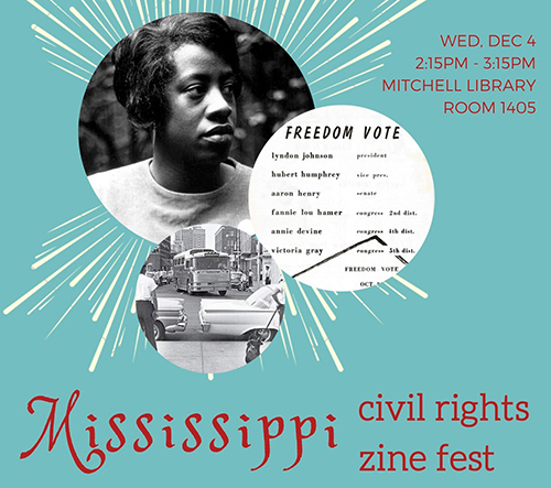 Promotional poster for MSU Department of English's Mississippi Civil Rights Zine Fest