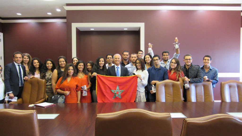 Moroccan Ambassador Rachad Bouhlal with MSU Students
