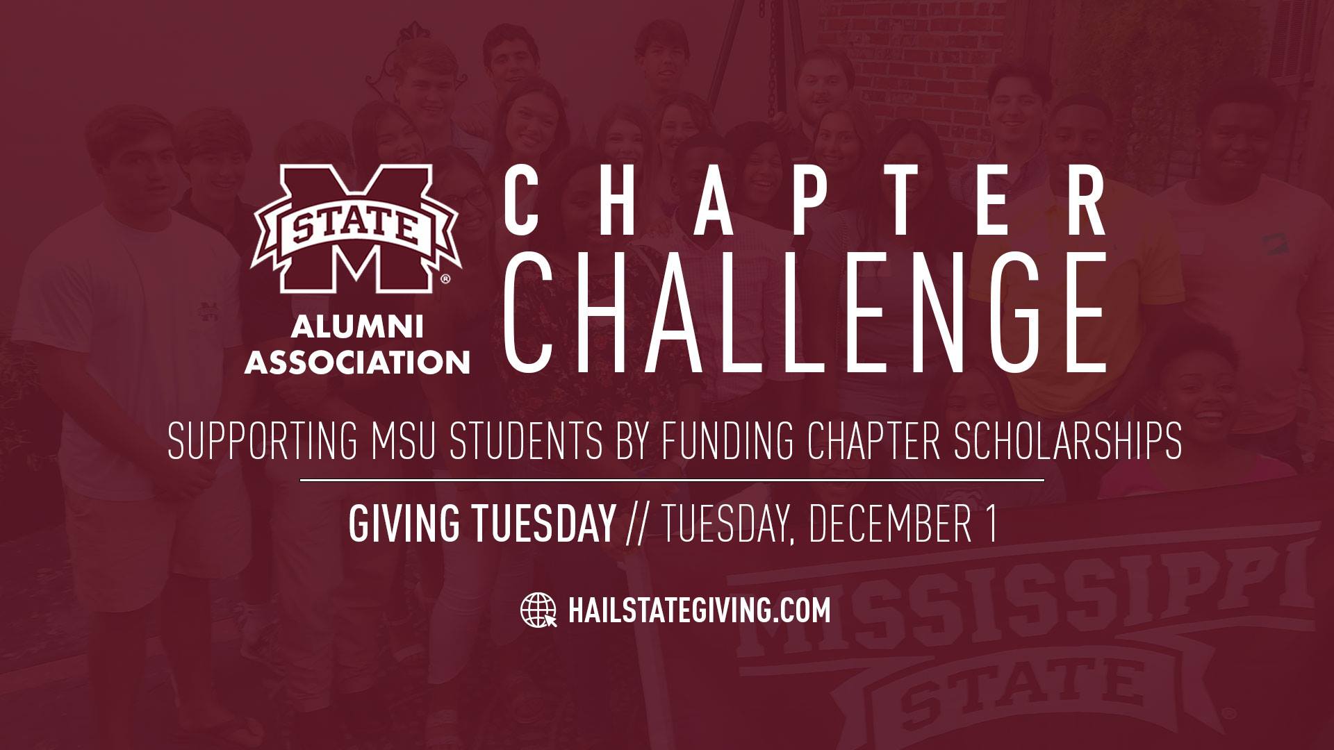 Graphic promoting M-State Chapter Challenge for student scholarship support