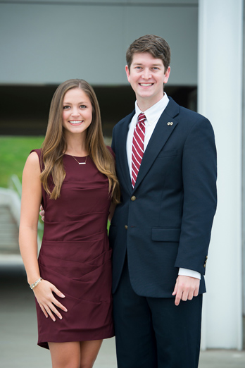 Seniors Haley L. Hobart and John Wesley Williamson are Mr. and Miss MSU 2016.  Williamson, a finance major, and Hobart, a biochemistry/pre-medicine major, will be presented along with the 2016 Homecoming Court during halftime of the MSU-Samford football game on Oct. 29. (Photo by Russ Houston / © Mississippi State University)