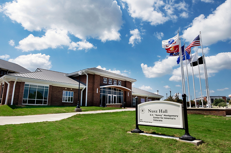 Nusz Hall, a state of-the-art facility built in 2016, serves as the home for Mississippi State’s G.V. “Sonny” Montgomery Center for America’s Veterans. (Photo by Megan Bean)