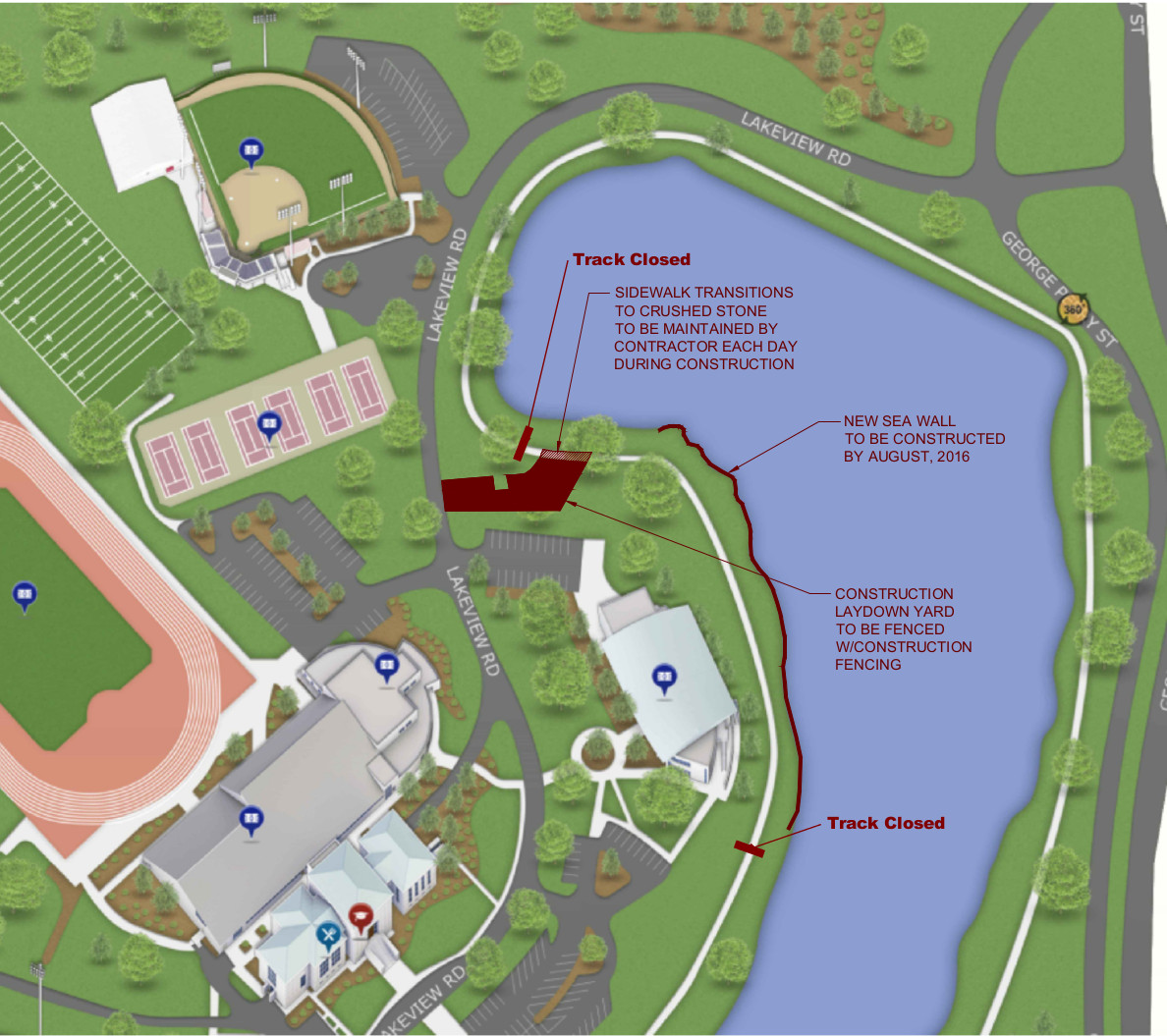 A section of the Chadwick Lake walking track at Mississippi State University will be closed beginning March 1 for a stabilization project on the lake’s northwestern bank.