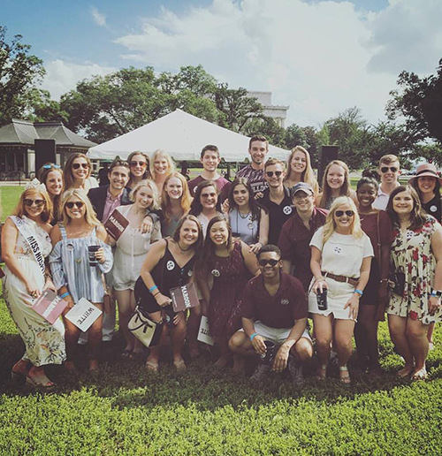 Mississippi State senior Sean McCarthy (back row, third from left) is pictured with a group of current and former MSU students at “Mississippi on the Mall,” a June event annually hosted by the Washington, D.C.-based Mississippi State Society. With financial support from the university’s National Strategic Planning and Analysis Research Center and Judy and Bobby Shackouls Honors College, McCarthy is pursuing an organizational and development internship this summer with a D.C.-based nonprofit. (Submitted photo/courtesy of Sean McCarthy)