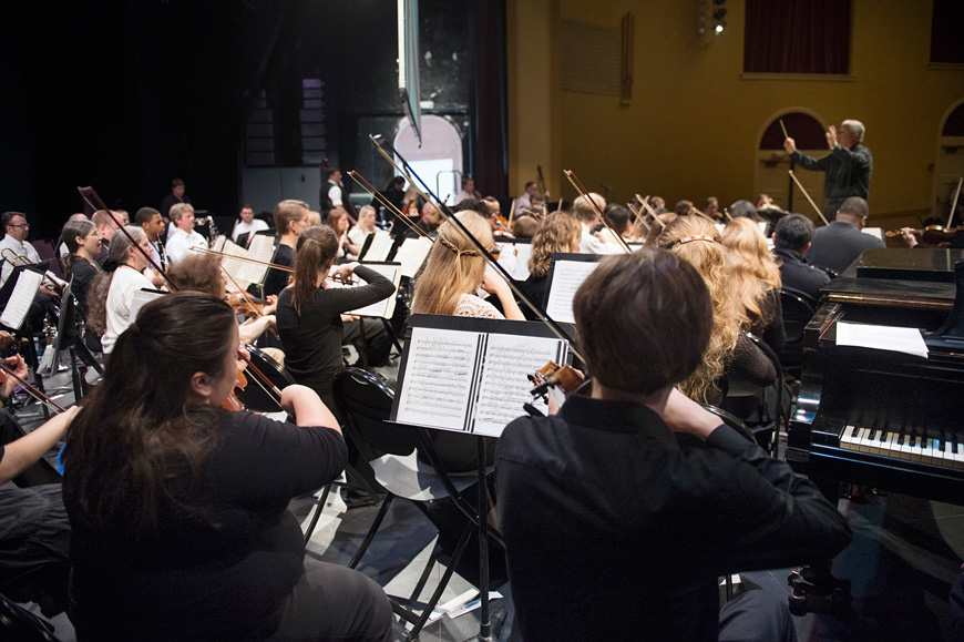 The Starkville-Mississippi State University Symphony Orchestra, under the direction of Michael Brown. (Photo by Megan Bean)