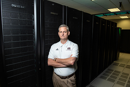 Trey Breckenridge, director of high performance computing at Mississippi State’s High Performance Computing Collaboratory, said MSU’s new supercomputer Orion will enable scientists to conduct more advanced computational research benefiting citizens across Mississippi, the U.S. and world. (Photo by Logan Kirkland)