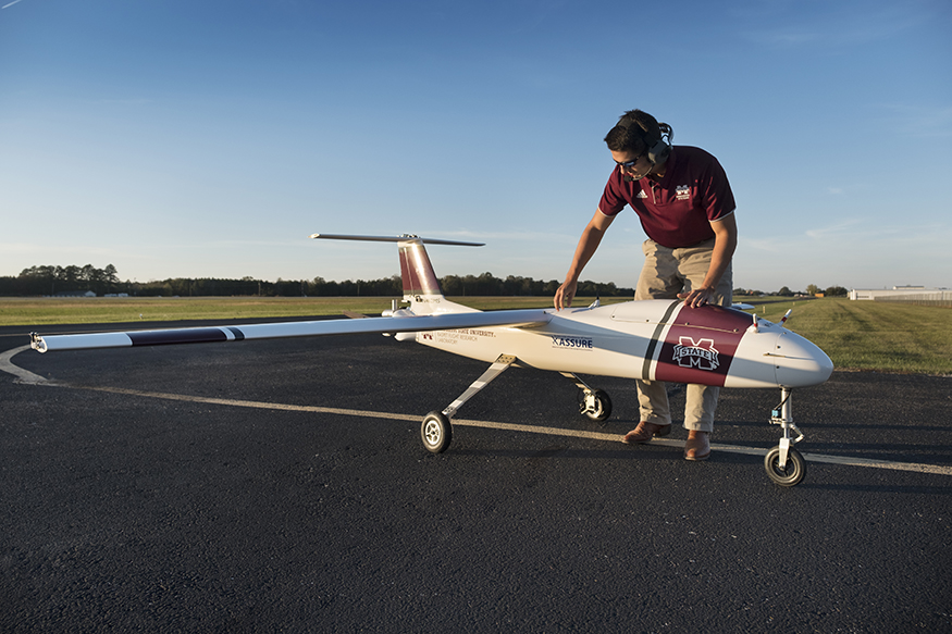 With aerospace among Mississippi State’s many areas of special research focus, the university is designated as the FAA’s Center of Excellence for Unmanned Aircraft Systems and in 2017 was tapped to lead the U.S. Department of Homeland Security’s Small Unmanned Aircraft Systems Demonstration Range Facility, which consists of multiple sites primarily in southern and coastal Mississippi. (Photo by Megan Bean) 
