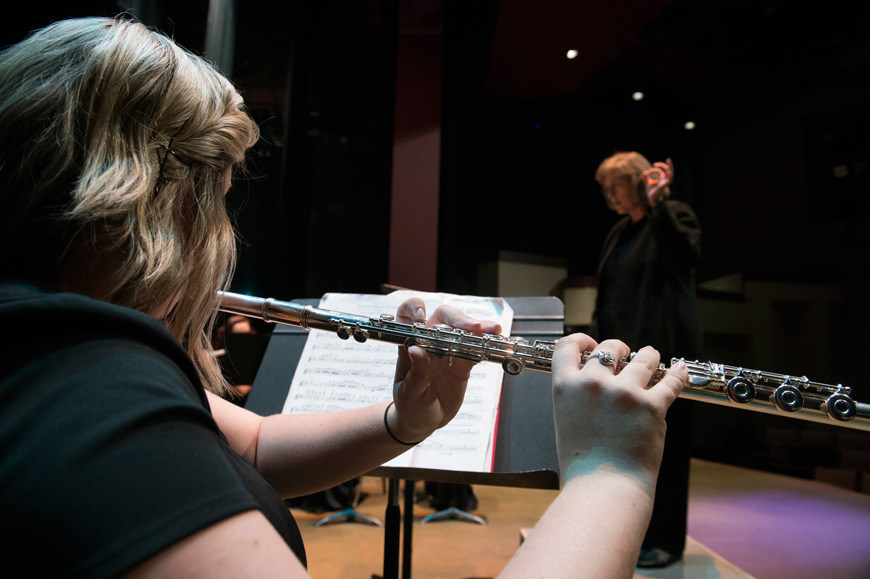 Under the direction of Elva Kaye Lance, MSU’s Wind Ensemble presents its first concert of the fall semester Thursday [Oct. 1] in the McComas Hall theater. (Photo by Megan Bean)