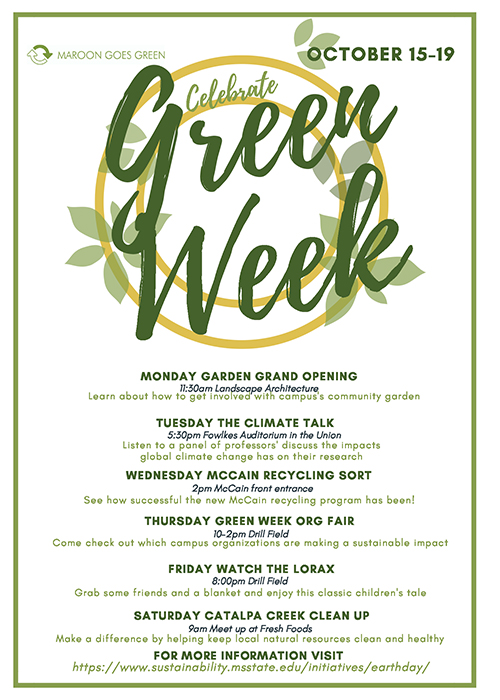 An infographic for MSU Green Week events.