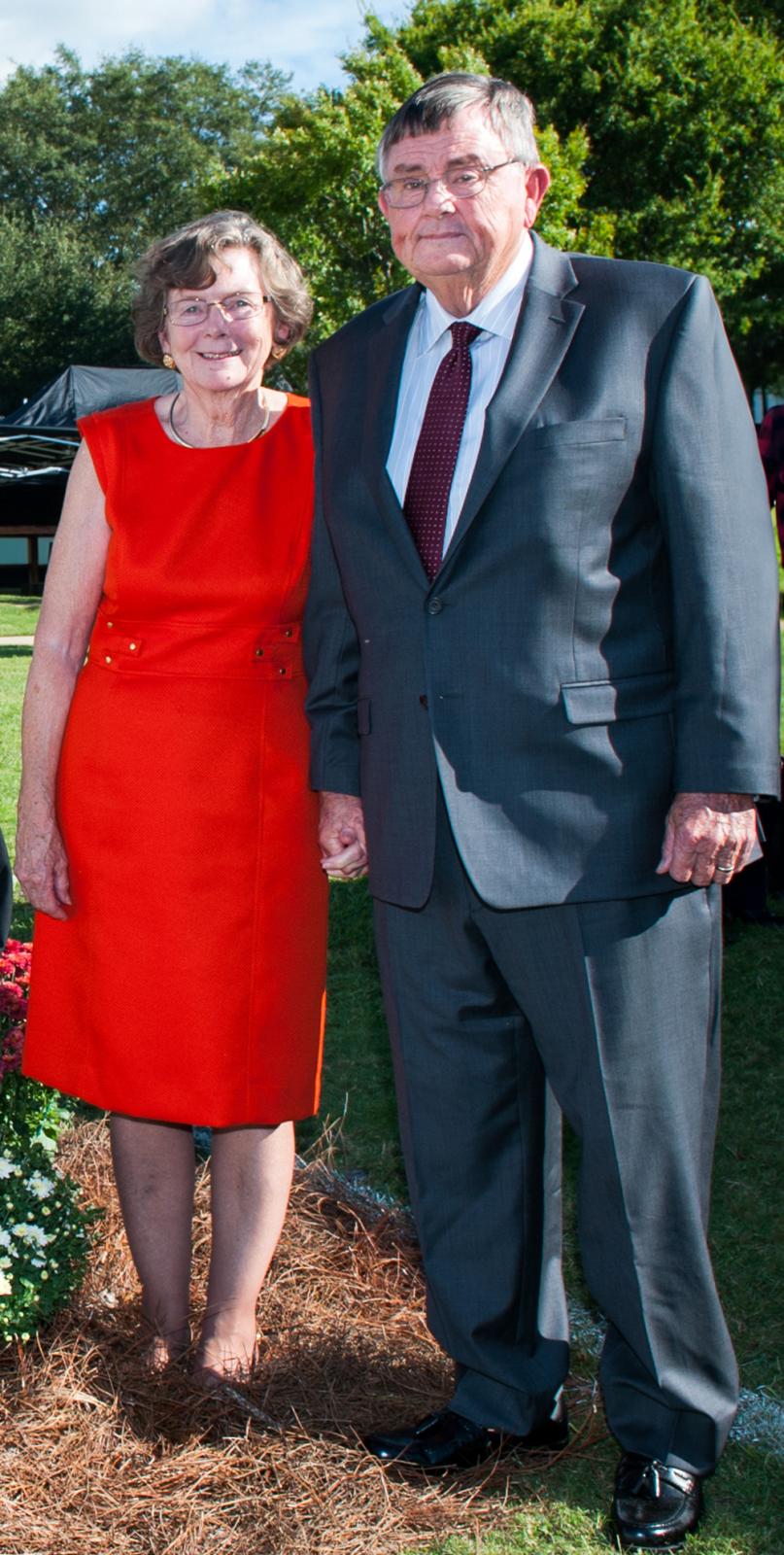 Former Mississippi State First Lady Patricia Lee, left, stands with her husband, former MSU President J. Charles Lee.