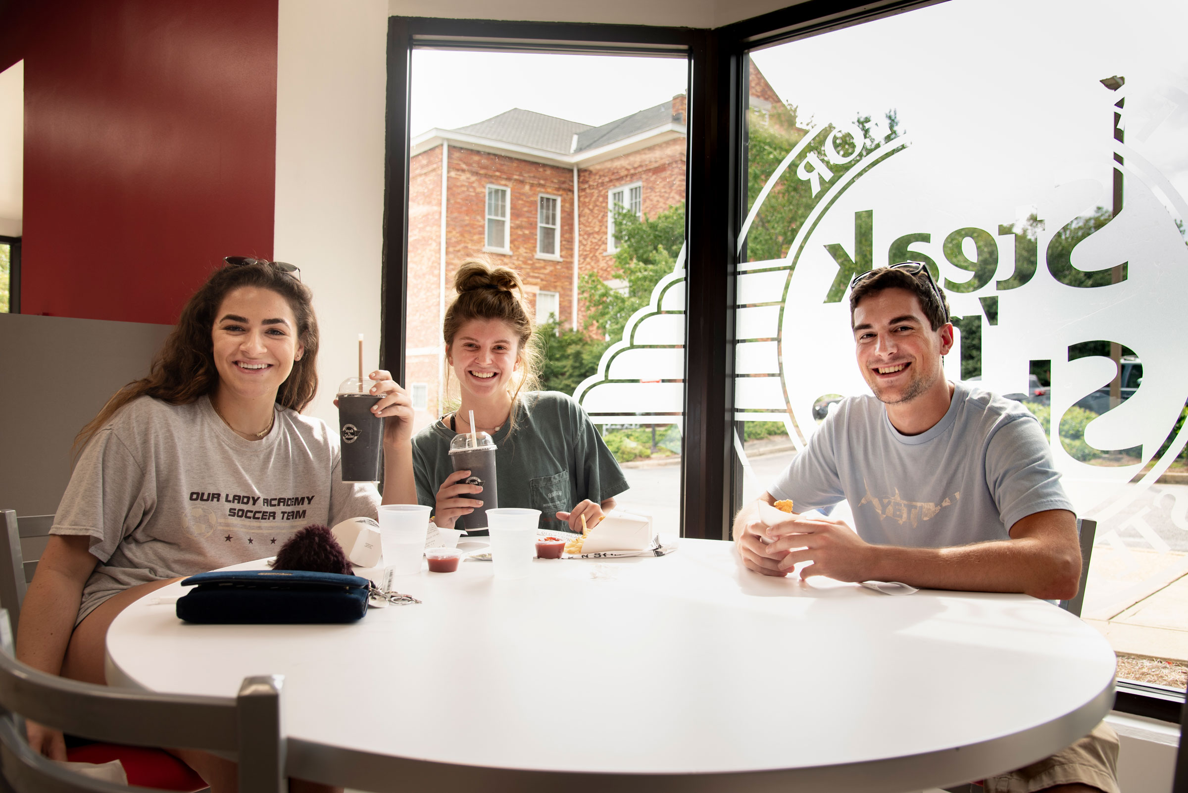 Students enjoying food at the Steak and Shake location on campus.