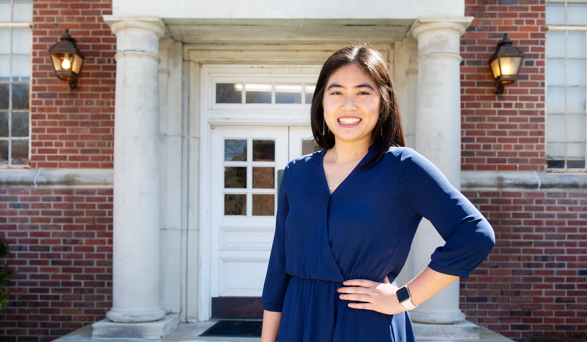 Vesilla Dao pictured outside MSU&#039;s psychology building, Magruder Hall