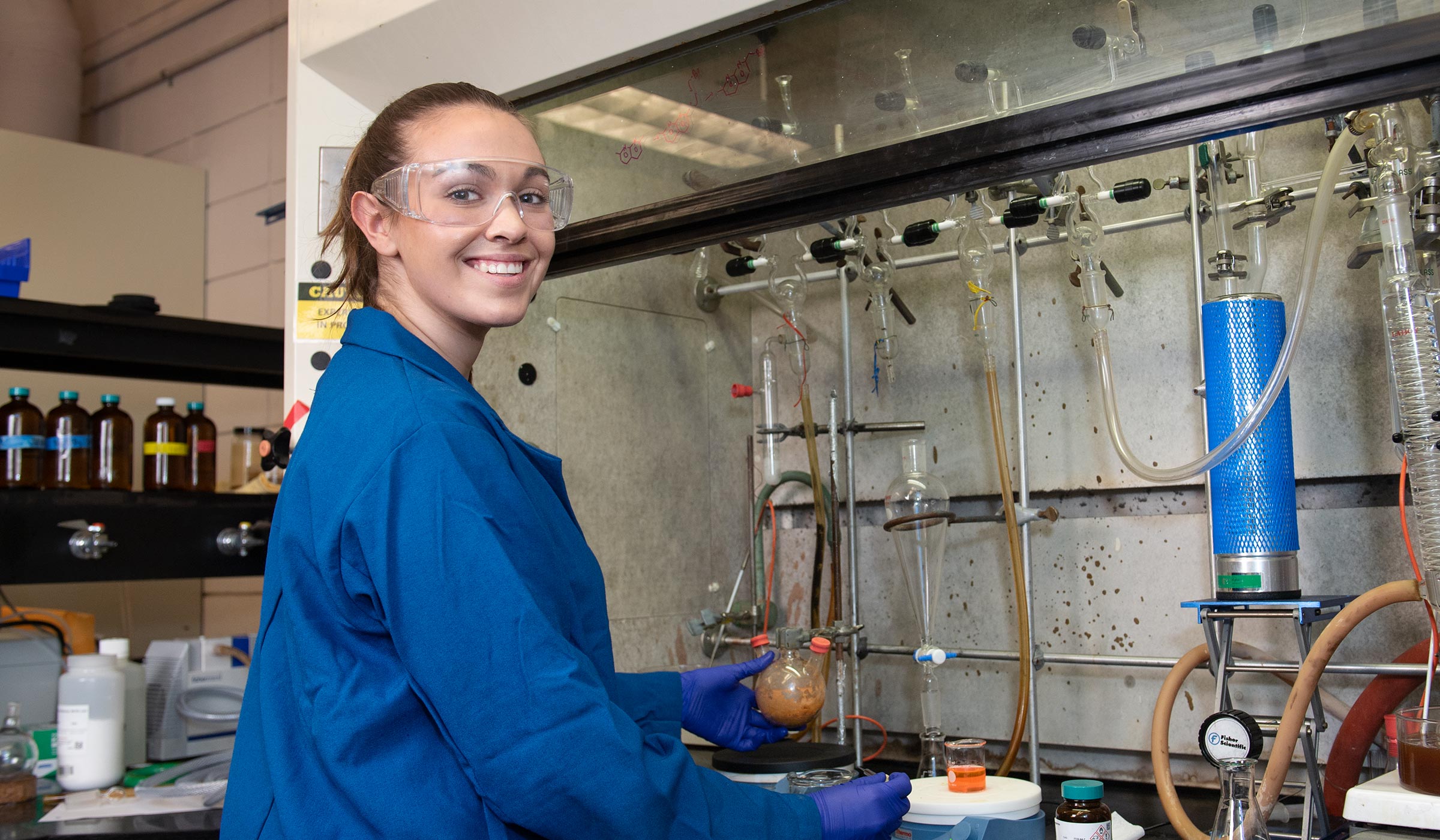 Zoe Fokakis, pictured working in an MSU chemistry lab.