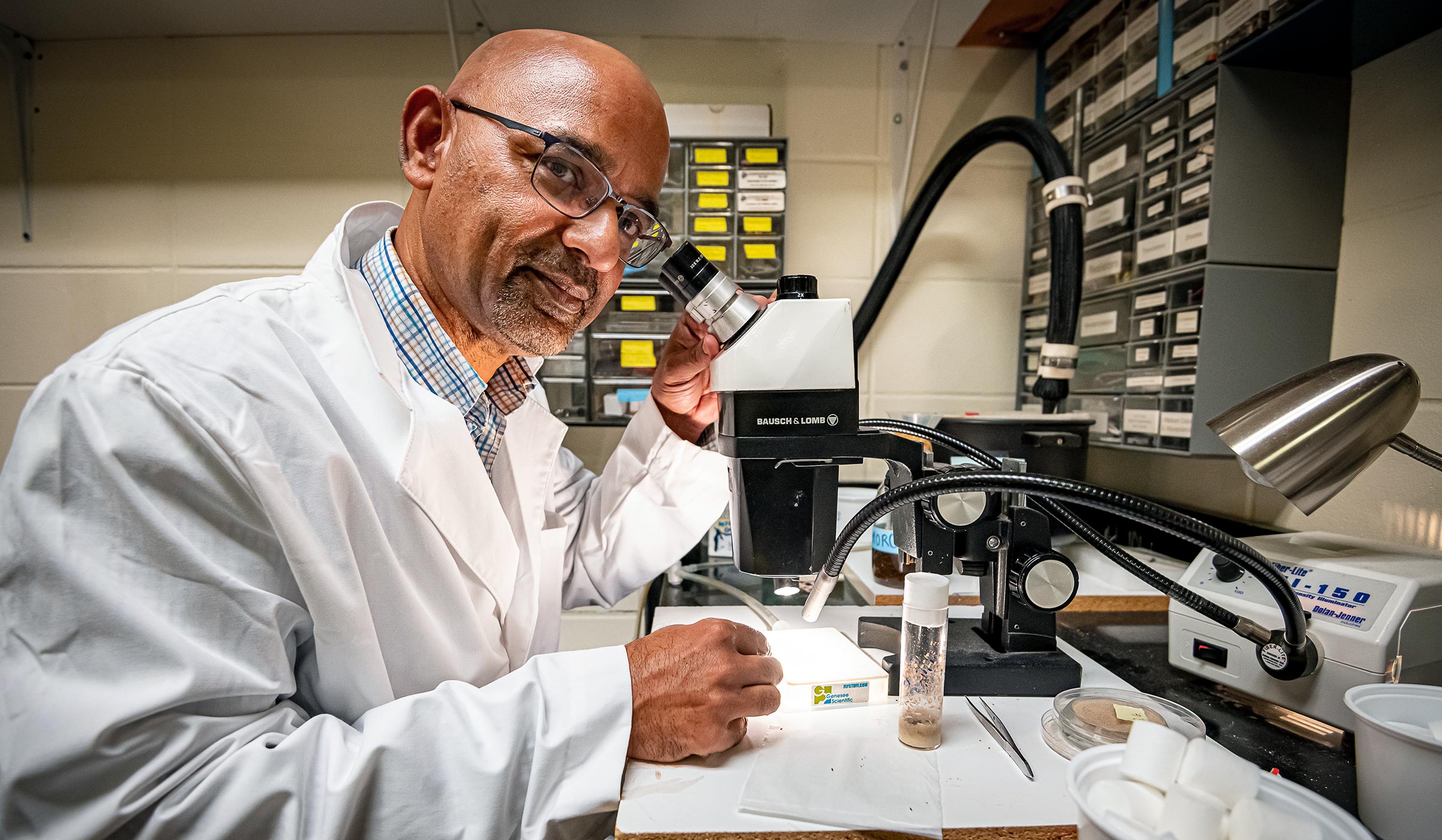 Natraj Krishnan, pictured working in a lab.