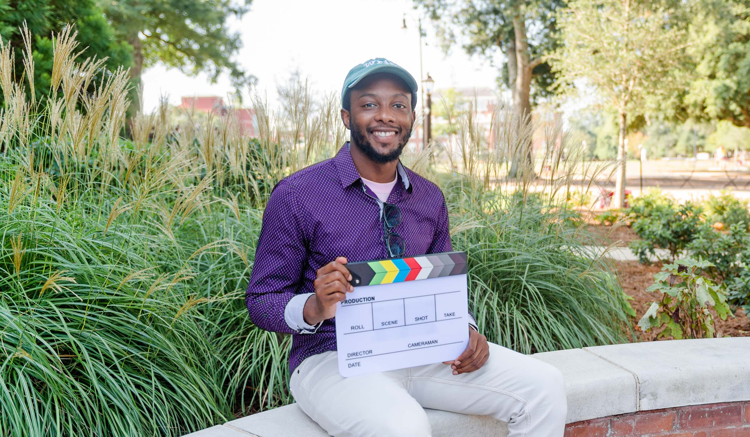 Vernell Allen, pictured holding a clapperboard