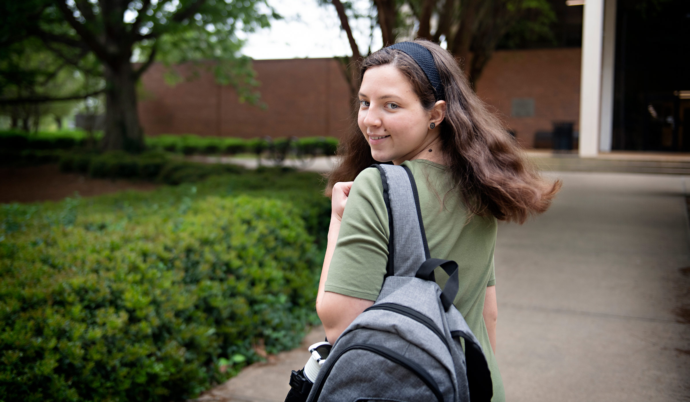 Yuliya Gluhova, pictured walking in front of Allen Hall