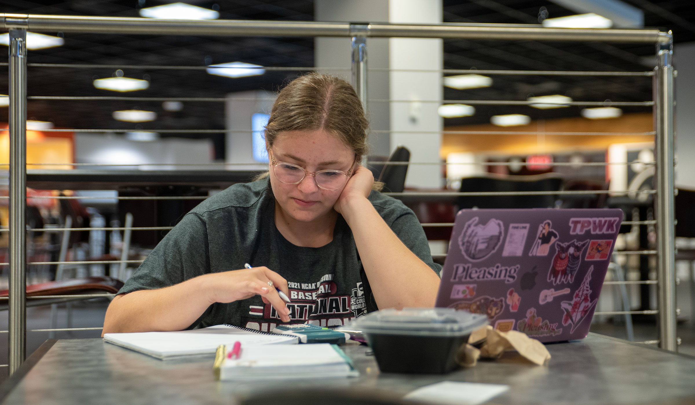 Senior Student Abby Oosterling studying at the Union 