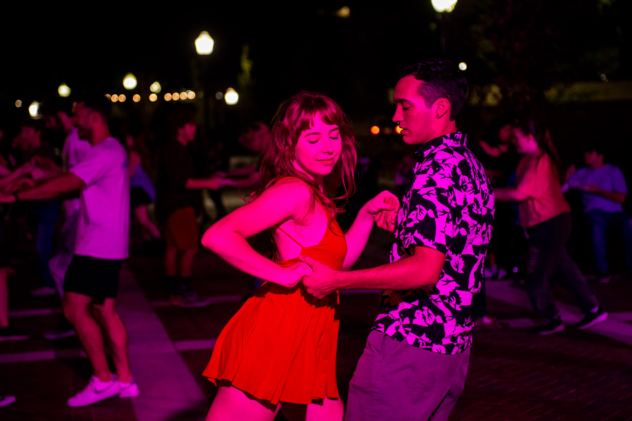 Students participate in Latin American dances outside of Colvard Student Union.