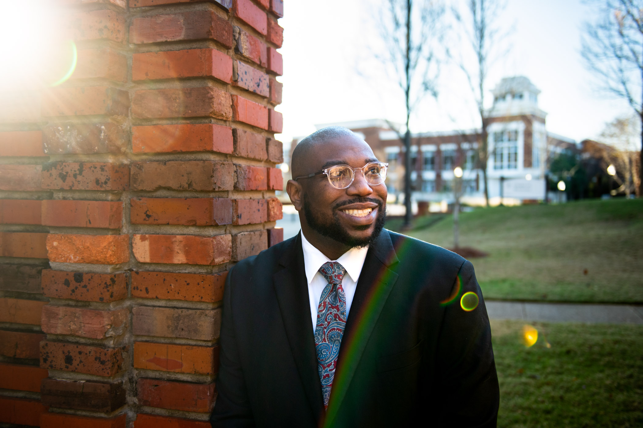Le'Roy Davenport poses outside of the MSU Chapel of Memories