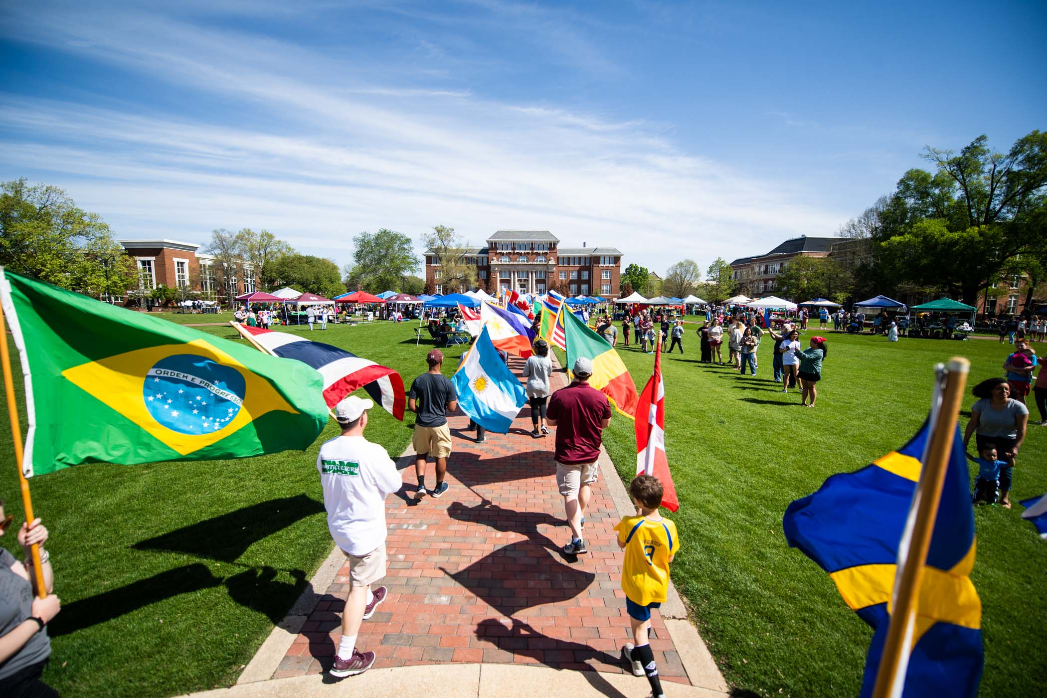 Flags from around the world march across the Drill Field, kicking off MSU&#039;s 31st annual International Fiesta, a community event of food, fun, and traveling across the world in Starkville&#039;s backyard.