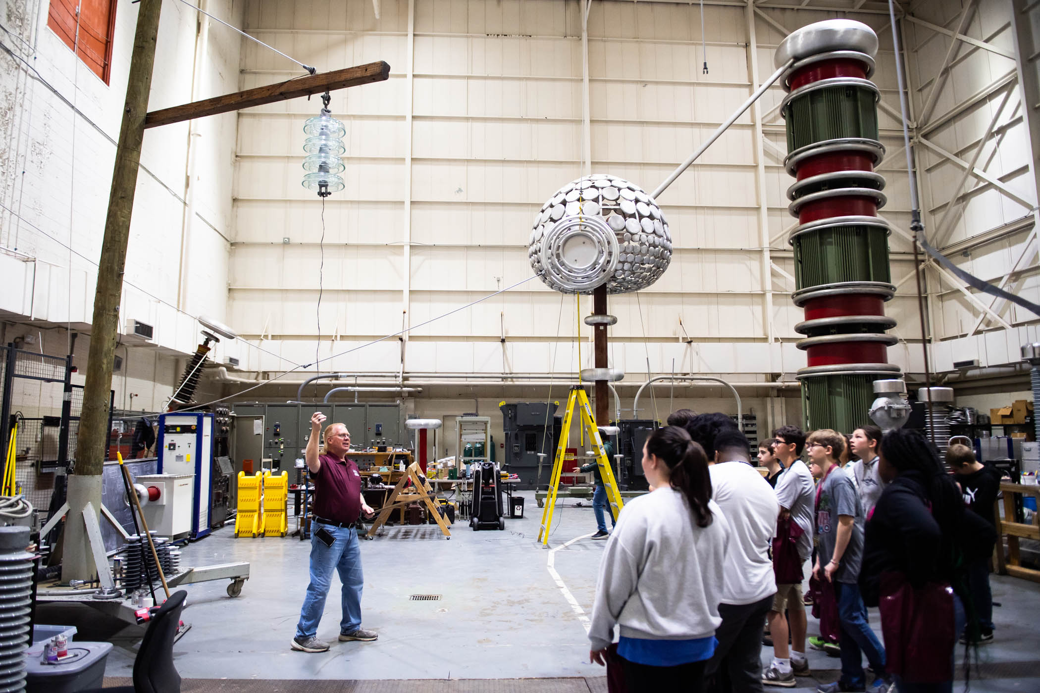 Students from Partnership Middle School learn about "homemade lightning" as a special demonstration from a recent visit to MSU's High Voltage Lab