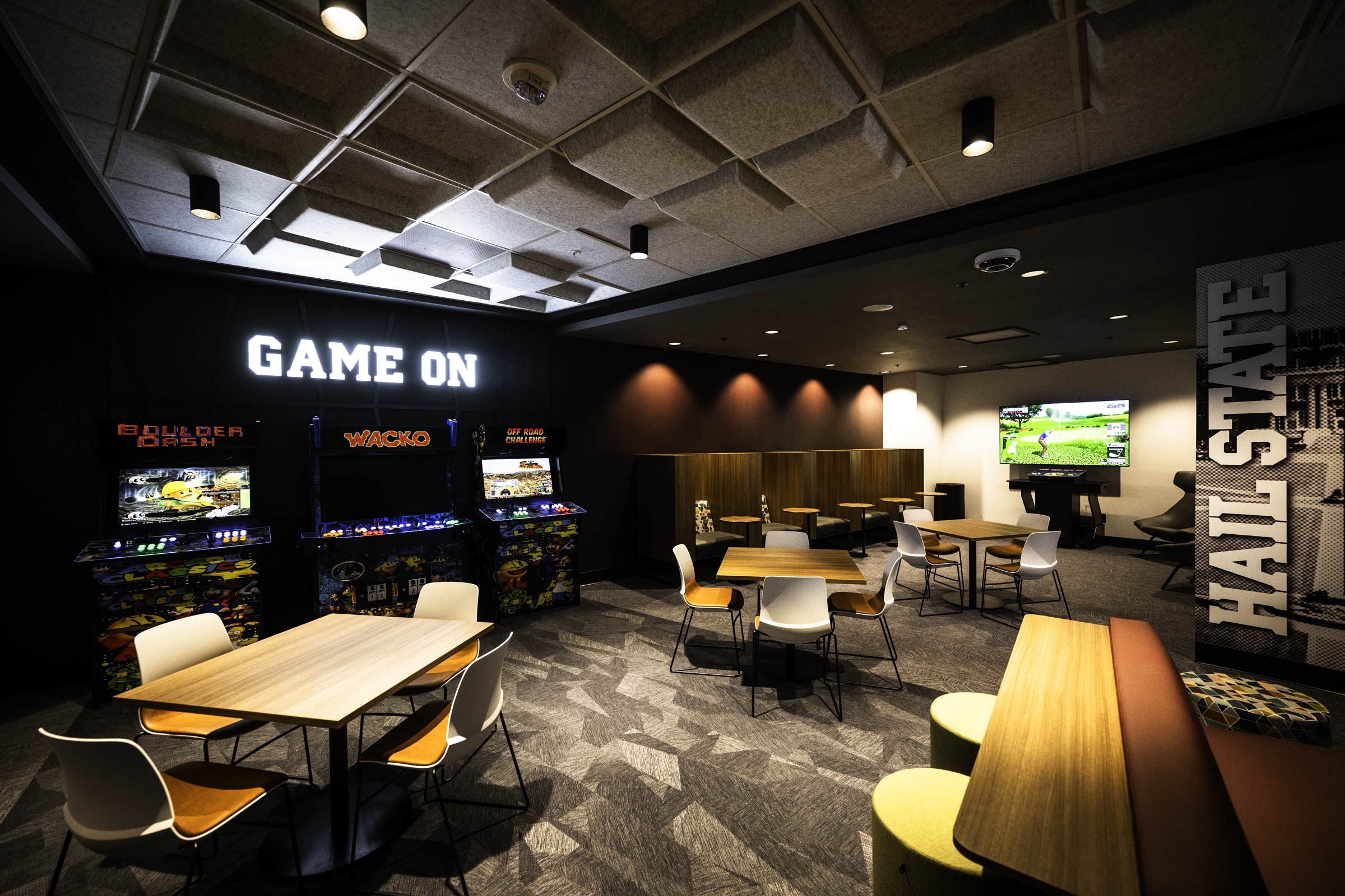 Newly opened in the Colvard Student Union, the Student Lounge offers Bulldogs a place to gather, study and unwind between classes. Featuring comfortable seating, large-screen TVs, classic arcade games and Mississippi State-inspired design elements, the space provides a welcoming environment for students throughout the day. Step through the door and tour this new addition to campus by visiting here.