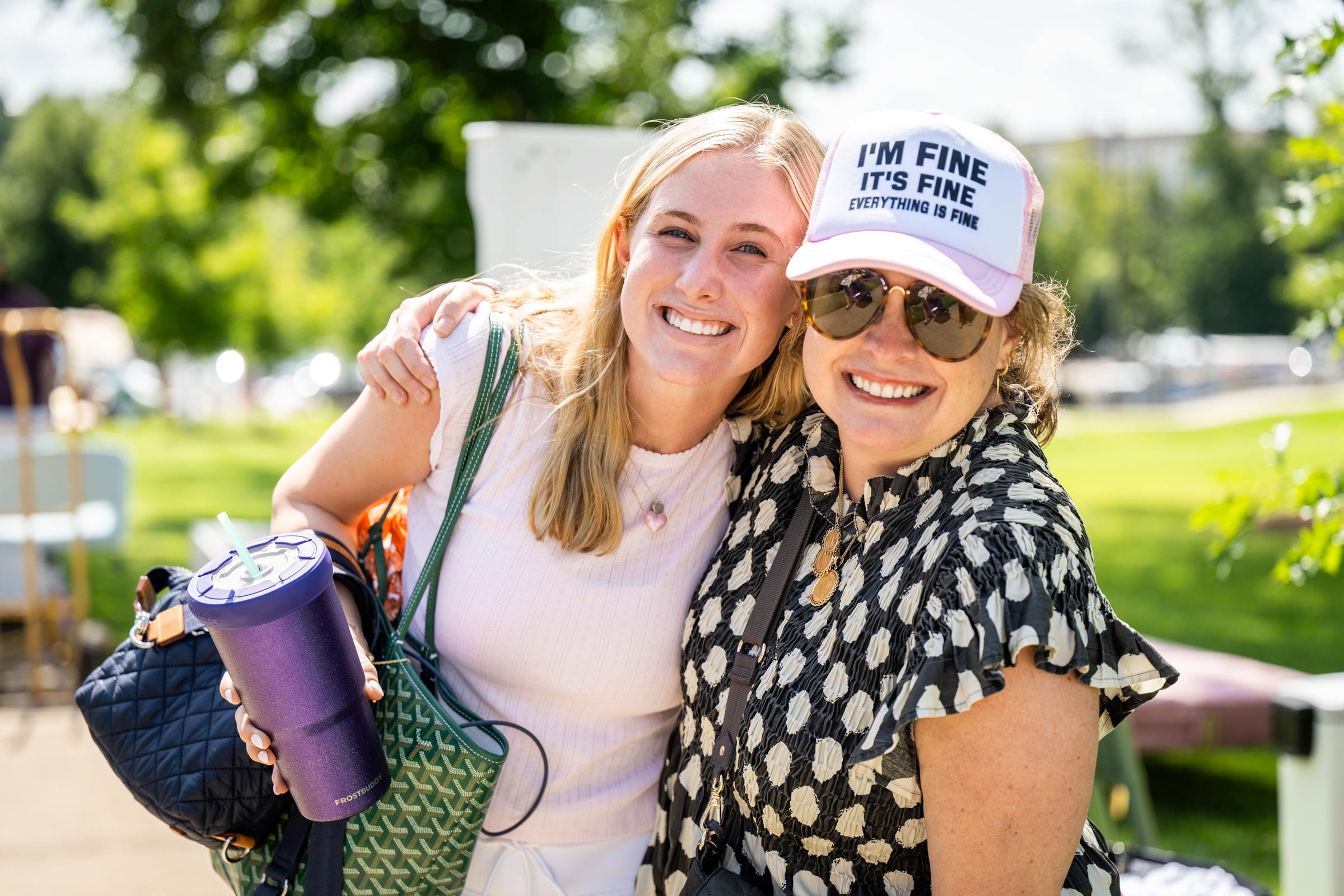 Freshman Kinesiology major Caroline Kosko and her mother, Kendy Kosko, smile with excitement after making their way from Hattiesburg to Oak Hall for MVNU2MSU, MSU's official series of move-in days on campus.