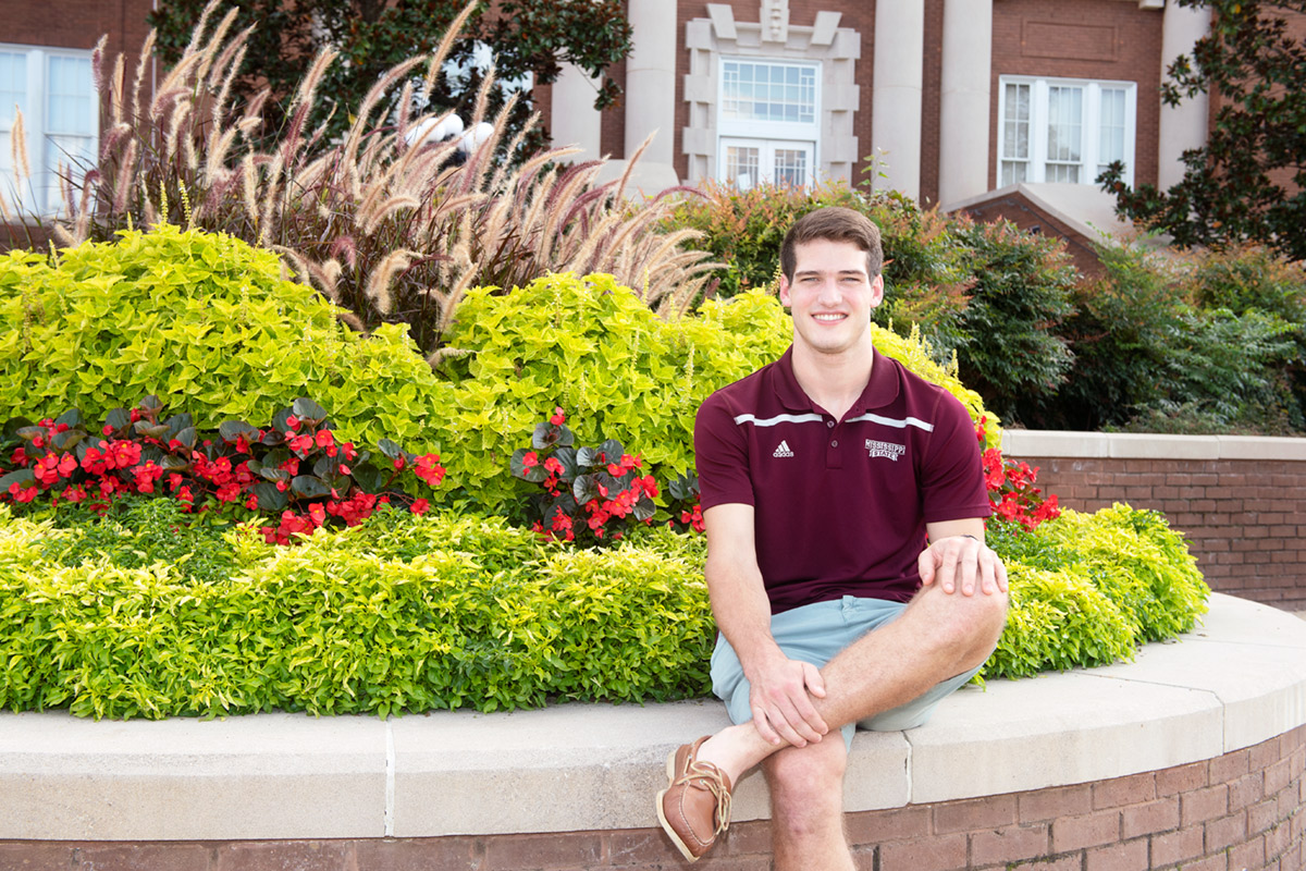 Ben Armour, pictured outside of the Dave C. Swalm Schoom of Chemical Engineering/