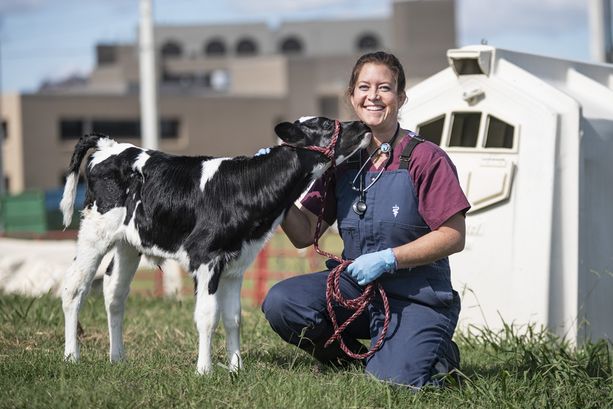 Courtney Ransom, pictured outside MSU's College of Veterinary Medicine.