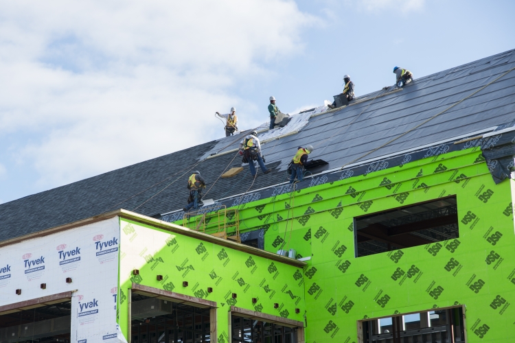 Roofing the south side dining hall