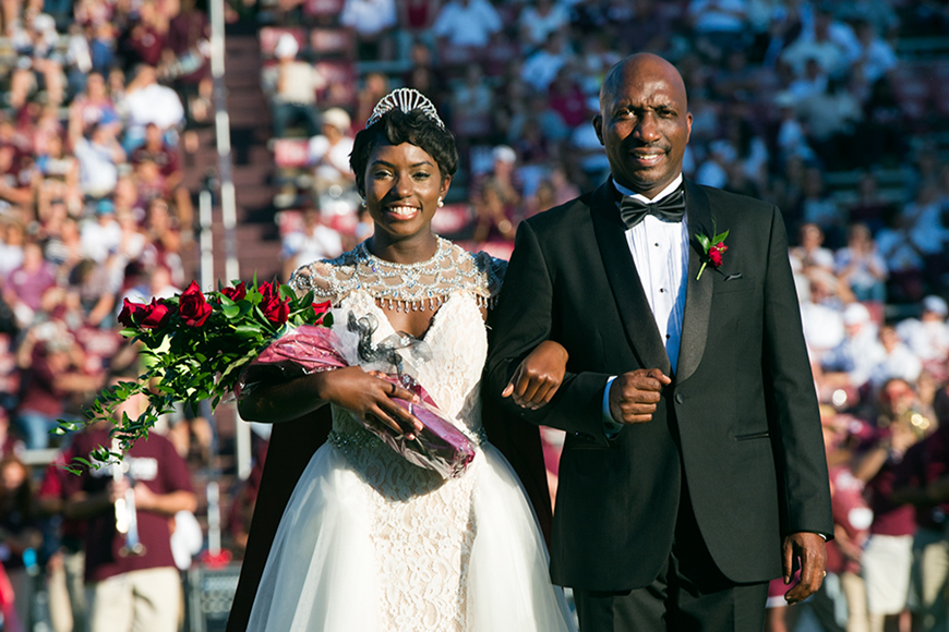Shawanda F. Brooks, a senior biological sciences major from Madison, was crowned Homecoming Queen Saturday [Oct. 29] during halftime of Mississippi State&amp;#039;s win over Samford. She was escorted by her father, Percy Brooks.