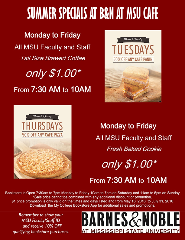 Barnes Noble Offering Summer Specials In Cafe Mississippi